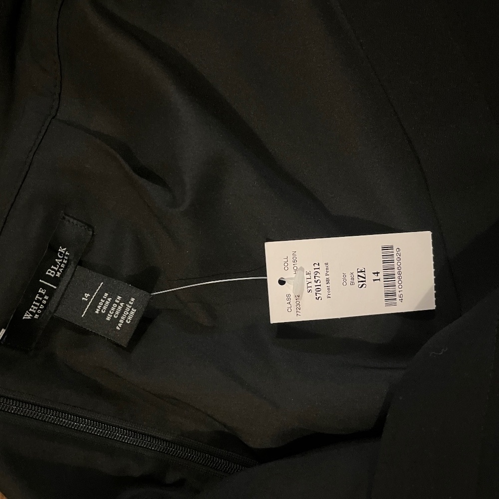 White House Black Market Black Pencil Skirt w/ Front Center Split -  New w/tags